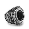 316L Stainless Steel All Seeing Eye With Black Stone Ring