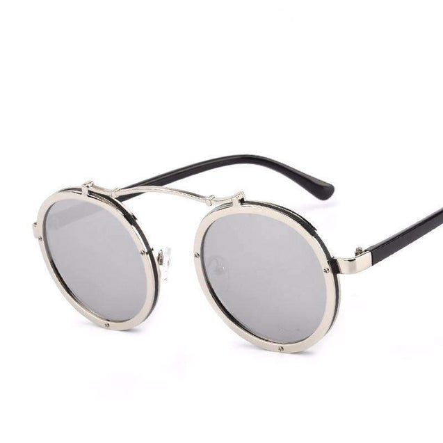 Round Metal Steampunk Sunglasses - Unisex