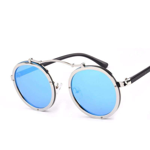 Round Metal Steampunk Sunglasses - Unisex