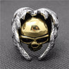 Death Angel Skull Ring With Wrapped Around Wings