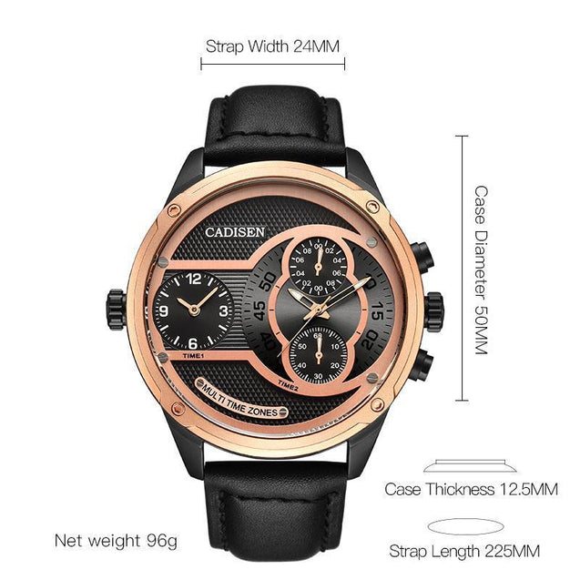 Dual Time Zone Mens Casual Watch