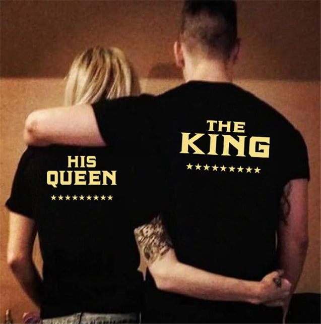 Black King And Queen Couple T Shirts