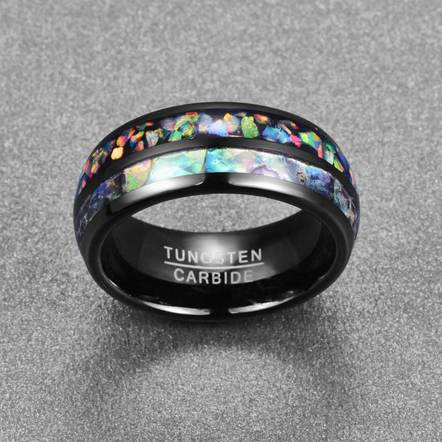 8mm Width Genuine Black Tungsten Carbide Ring