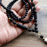 Men's Black Rosaries With Black Lava Stones & Hematite Stone Beads