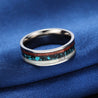 Mens Titanium Ring With Deer Antlers & Turquoise Inlay
