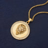 Lion's Majesty: Stainless Steel Gold Color Round Pendant Necklace for Men