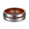 Wood Groove And Wood Inner Design Titanium Ring For Men