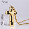 Gold-Plated Stainless Steel Cross Pendant Necklace