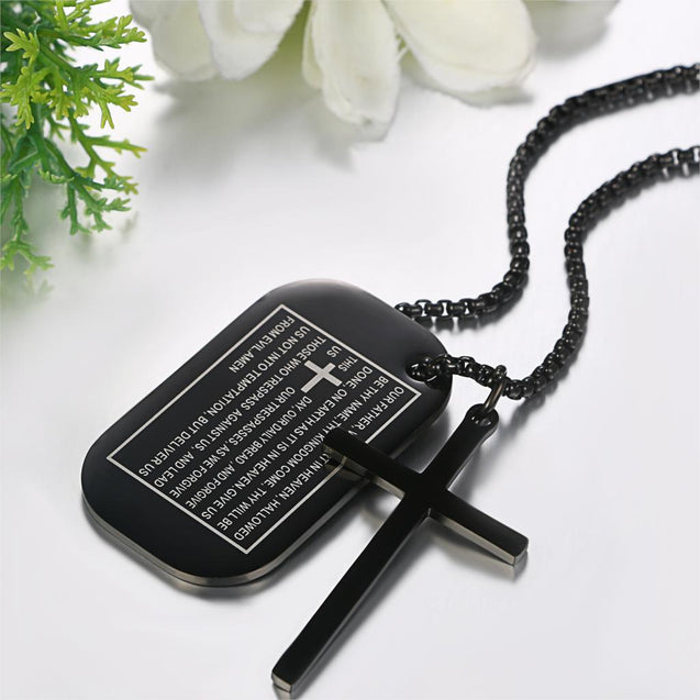 Men's Dog Tag Necklaces With Cross Pendant