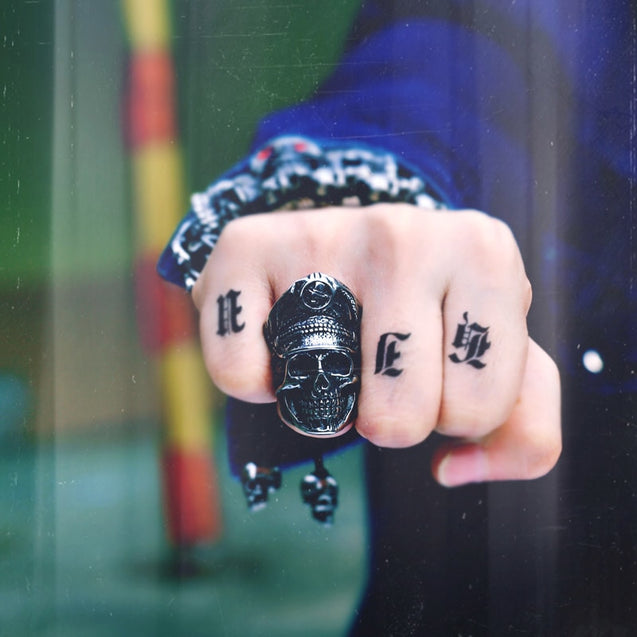 Legion Officer Punk Skull Ring