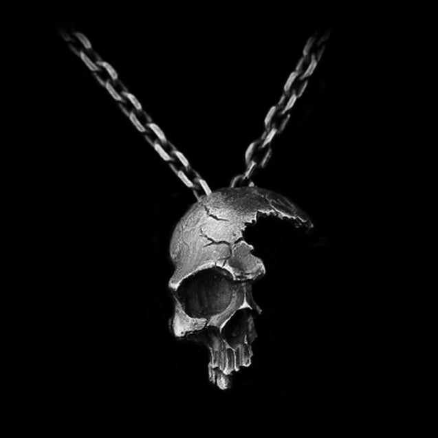 Broken Half Face Skull Pendant Necklace
