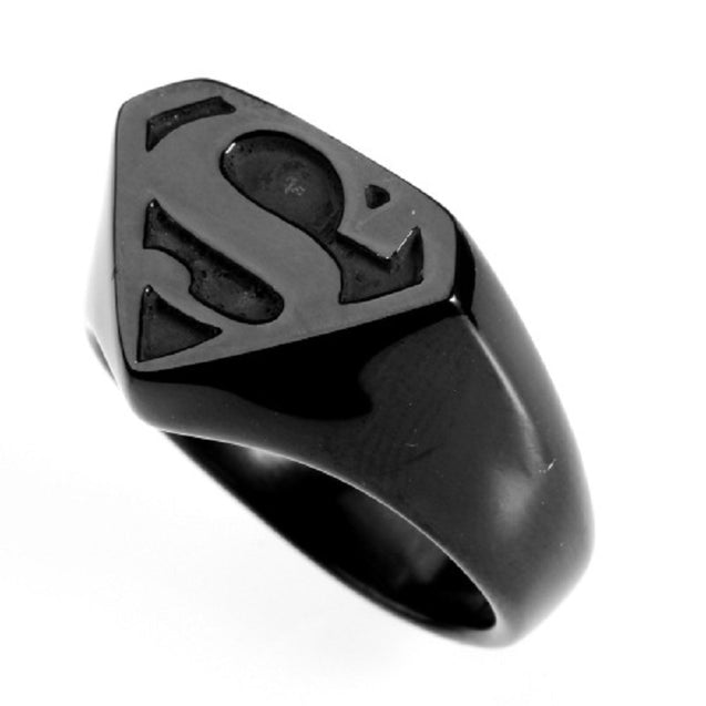 Men's Stainless Steel Black Superman Ring