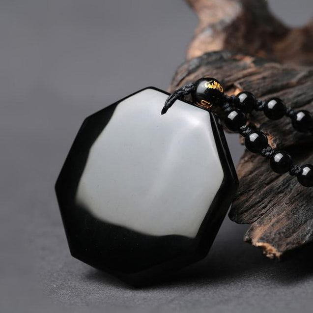 Yin and Yang Obsidian Pendant