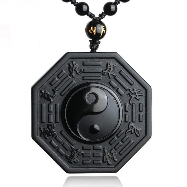 Yin and Yang Obsidian Pendant