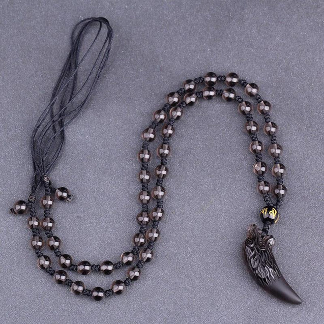 Obsidian Wolf Tooth Necklace