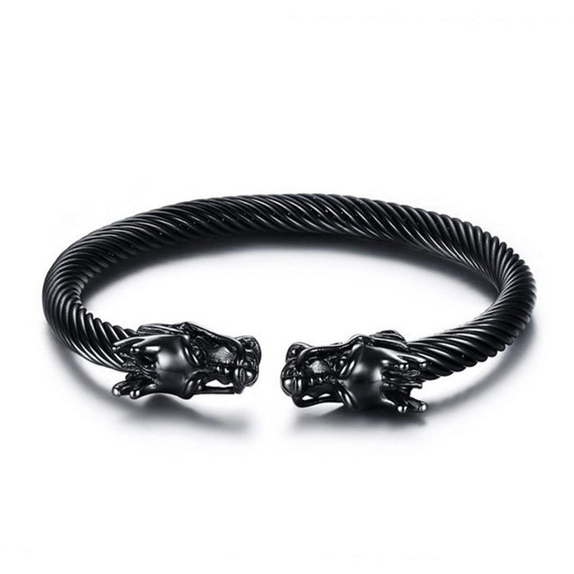 Black Dragon Heads Bangle Bracelet