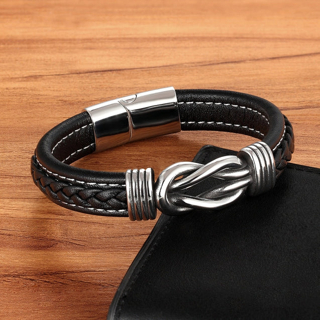 Men's Knot Top Leather Bracelet