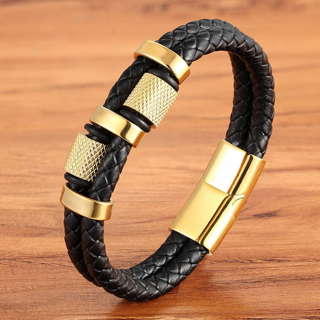 Irregular Pattern Shape Men's Fashion Leather Bracelet