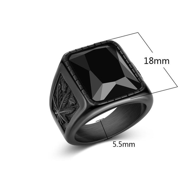 Mens Ring With Black Stone