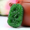 Green Jade Stone Handmade Carving Dragon pendant
