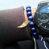 Lapis Lazuli Stone Bead & Titanium Wing Charm bracelet