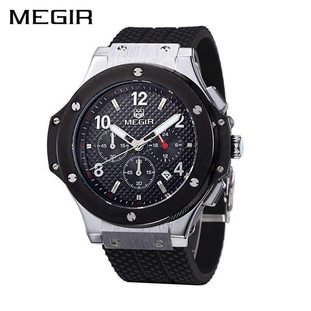 Megir Mens Chronograph Military Sport Silicone Watch [ 8 Variation ]