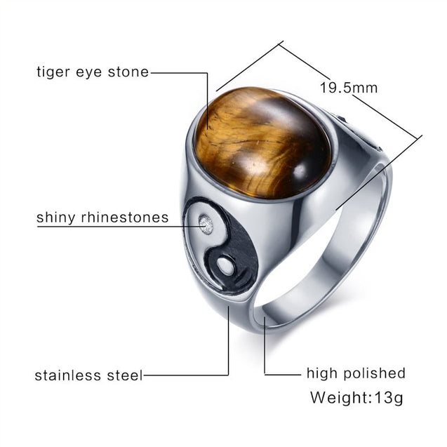 Mens Oval Tiger Eye Stone Ring