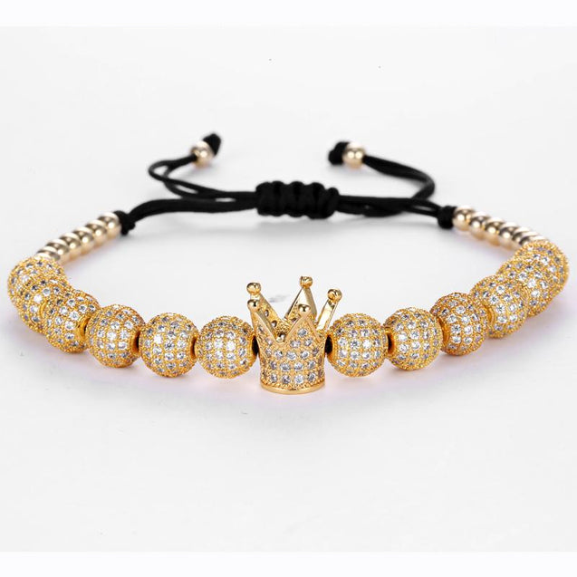 Mens Luxury Beaded Crown Bracelets