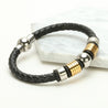 Mens Braided Leather Bracelet With Charm