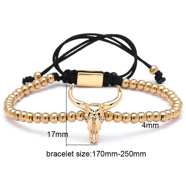 Cow skull bracelet With Steel Beads