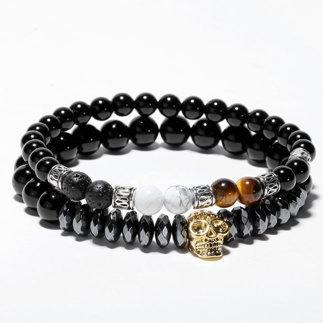 Luxury Skull Natural stone bracelet [2 PCS/SET]