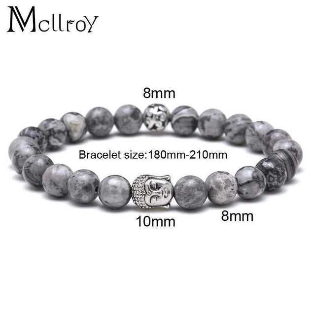 Grey Stone Beads Buddha Bracelet