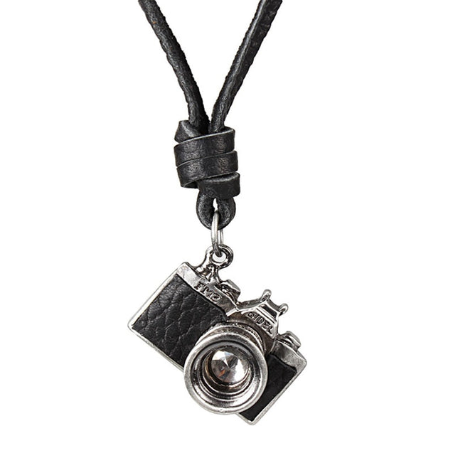 Leather Necklace With Camera Pendant