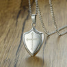 Shield Shape Cross Pendant Necklace In Stainless Steel Christian Jewelry