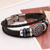 Multilayer Braided Faux Leather Hollow Flower Charm Bracelet