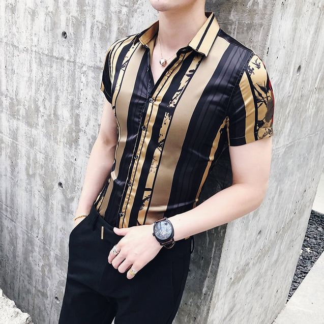 Men's Luxury Gold Black Shirt