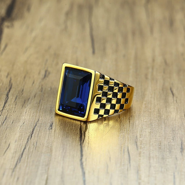 Mens Signet Ring With Blue Stone