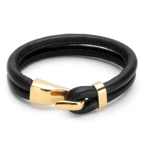 Mens Black Leather Bracelet