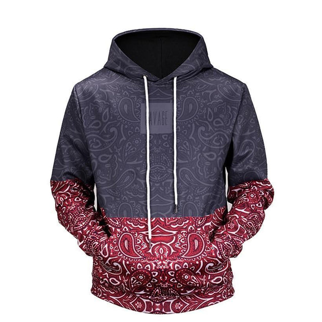Floral Stitching 3D printed men's hoodie