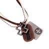 Mens Dog Tag Leather Pendant Necklace