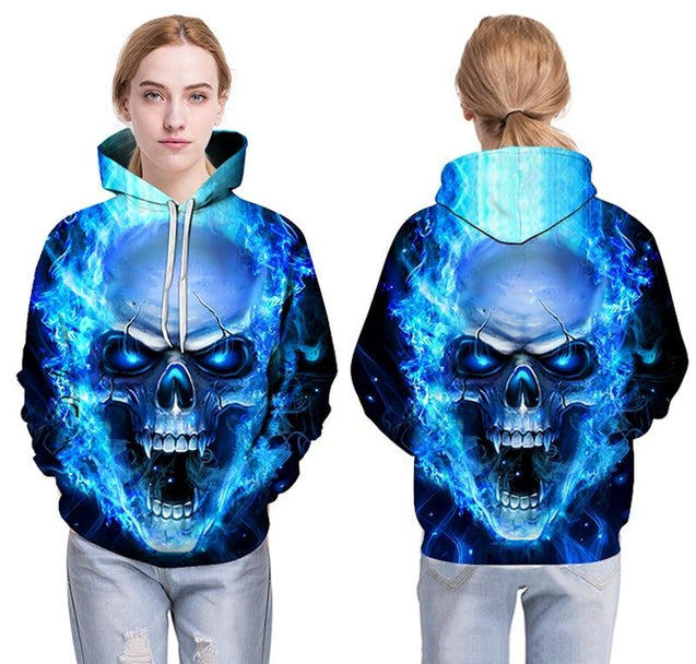 Blue Skull 3D Hoodie
