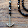 Men's Beaded Anchor Pendant Necklace
