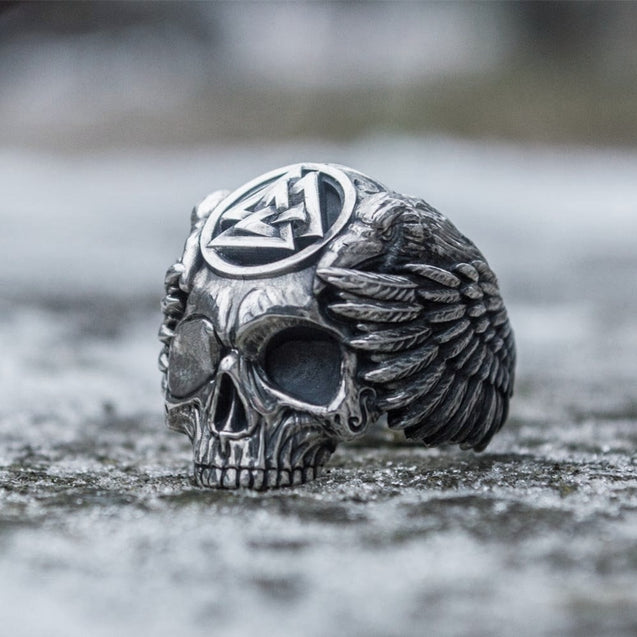 Viking Valknut Skull Ring Norse Amulet Jewelry