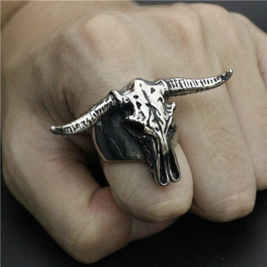 316L Stainless Steel Bull Head Ring, Cool OX Head Ring