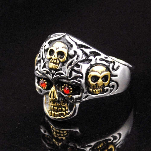 Skull Ring With Red Eyes