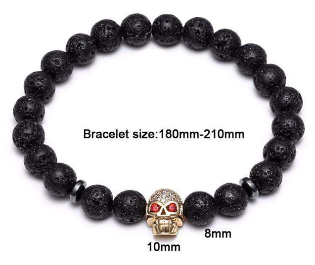 Lava Stone Bead Skull Bracelets [2 Variations]