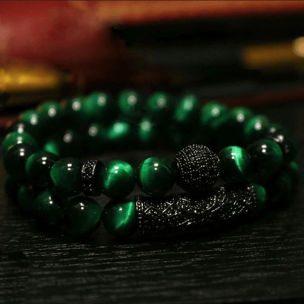 Luxury Natural Tiger Eye Stone Bracelet 2Pcs / Set