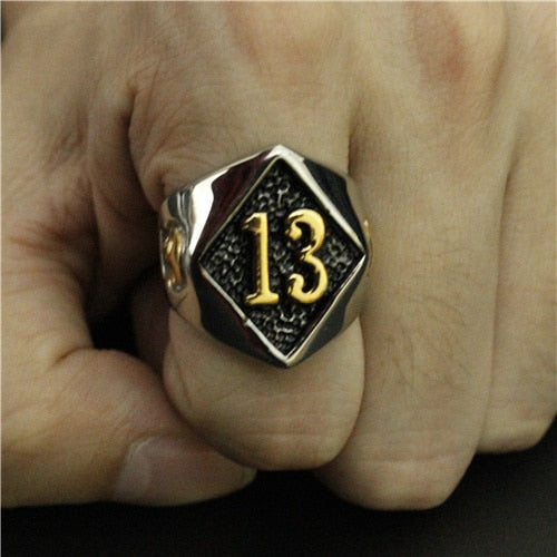Biker Lucky Number 13 Ring 316L Stainless Steel