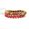 Summer Men Beaded Bracelet With Red, White & Brown Natural Stones