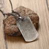 Military Dog Tag Pendant Necklace for Men Gray Metal
